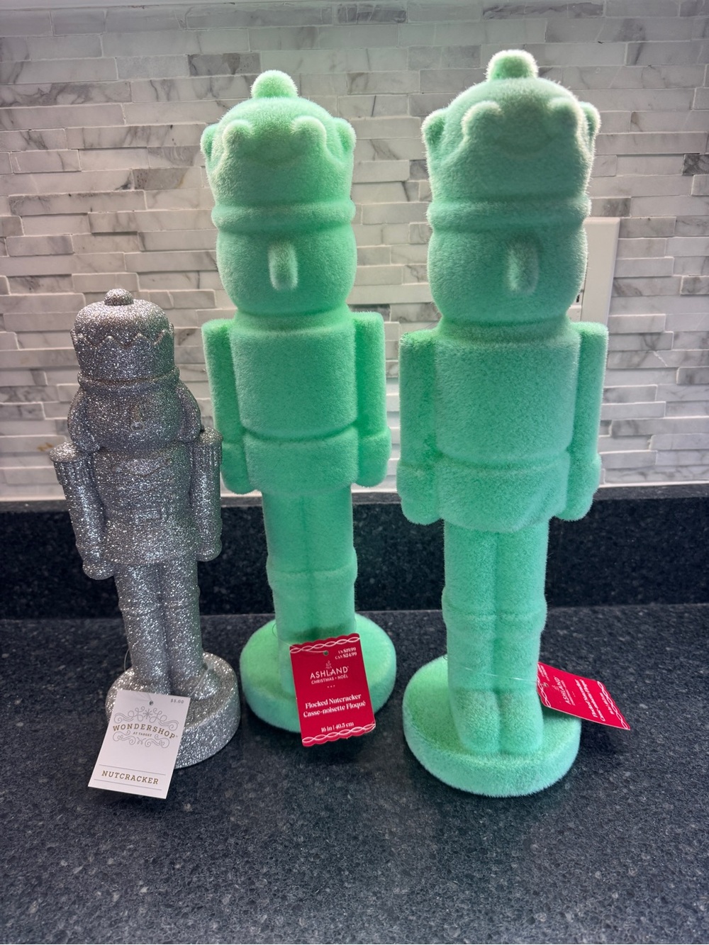 Ashland Mint Green Flocked Nutcracker Pair Holiday Figurines